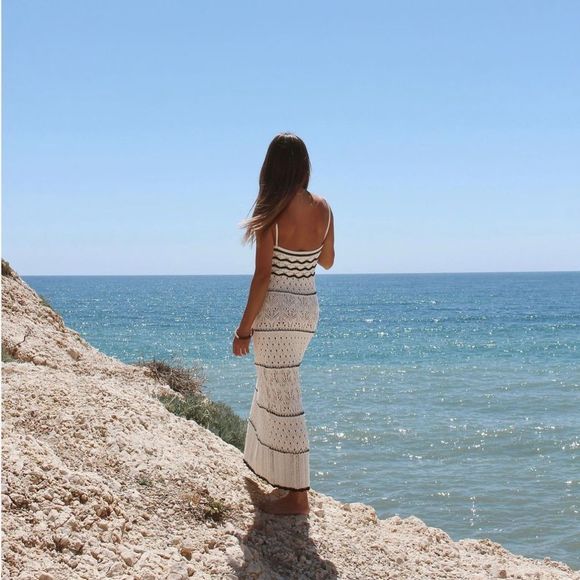 LAST! Zara Long Knit Crochet Dress Ecru New - Picture 11 of 12